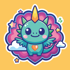 illustration of a cute trending and aesthetic sticker retro color