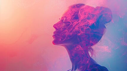 Fototapeta premium banner background of Fibromyalgia Awareness Day theme banner design for microstock, no text, and wide copy space, [A person symbolizing the anxiety often associated with fibromyalgia