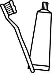 Toothbrush and toothpaste icon vector outline