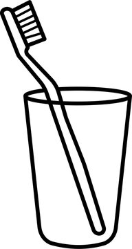 recommend clip art: Toothbrush in cup icon vector outline