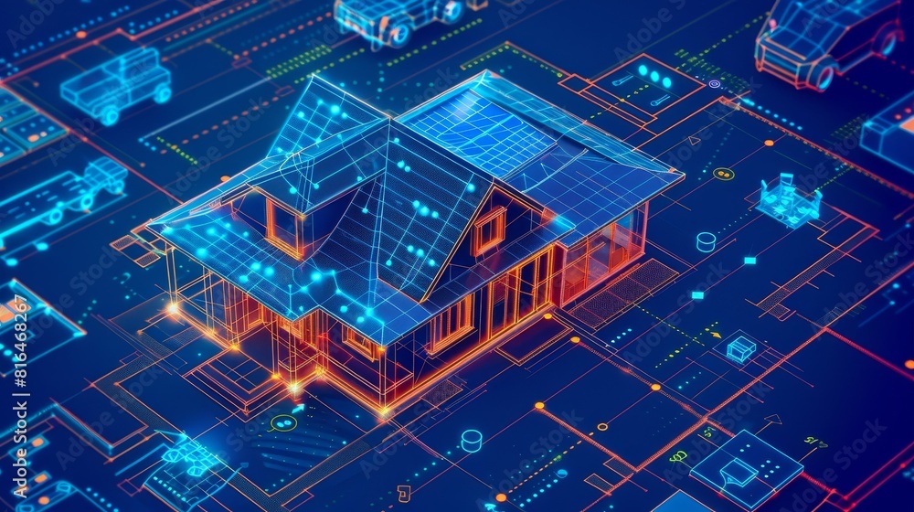 Poster iot home concept. building a smart home. internet of things in a smart home.