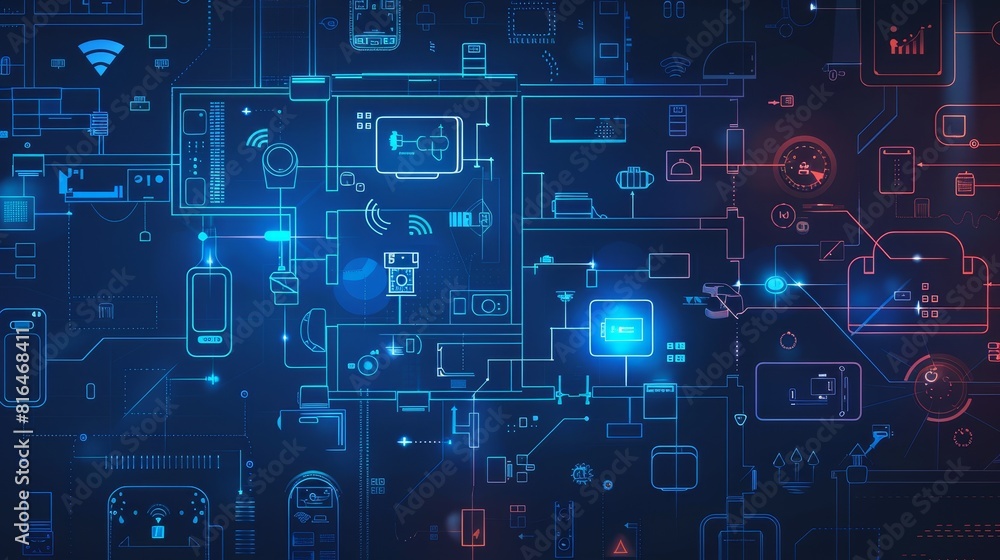Poster iot home concept. building a smart home. internet of things in a smart home.