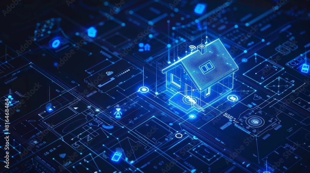 Poster iot home concept. building a smart home. internet of things in a smart home.