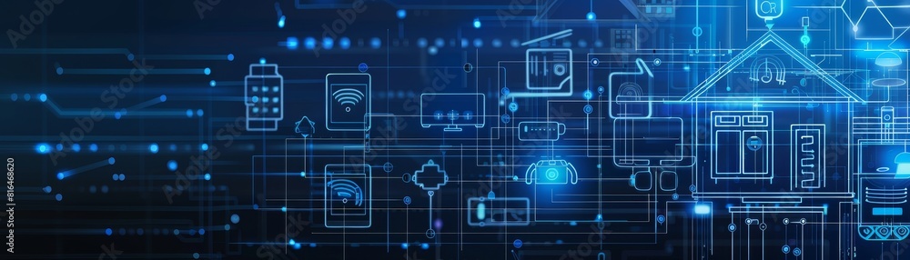 Poster iot home concept. building a smart home. internet of things in a smart home.