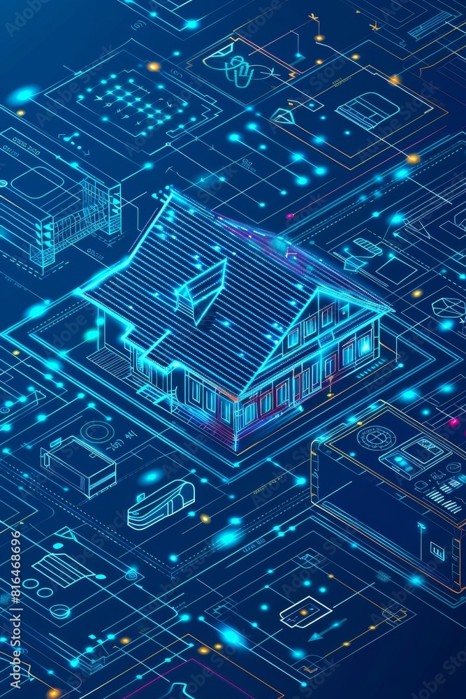 Poster iot home concept. building a smart home. internet of things in a smart home.