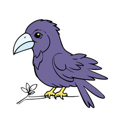 crow  line color illustration for download