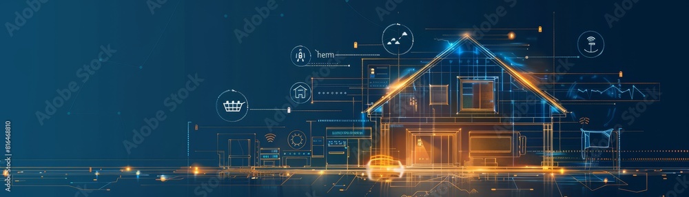 Poster iot home concept. building a smart home. internet of things in a smart home.
