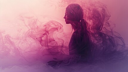 Fototapeta premium banner background of Fibromyalgia Awareness Day theme banner design for microstock, no text, and wide copy space, [A person symbolizing the anxiety often associated with fibromyalgia