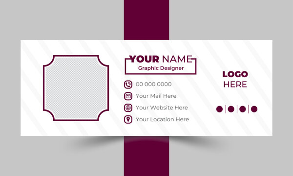 Modern and minimalist email signature or email footer template and Business email signature with an author photo place modern and minimal layout