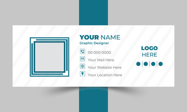 Modern and minimalist email signature or email footer template and Business email signature with an author photo place modern and minimal layout