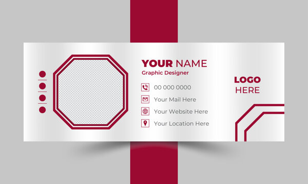 Modern and minimalist email signature or email footer template and Business email signature with an author photo place modern and minimal layout
