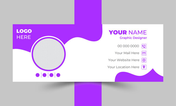 Modern and minimalist email signature or email footer template and Business email signature with an author photo place modern and minimal layout