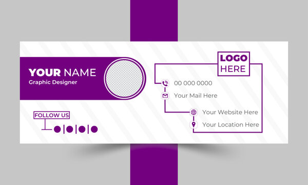 Modern and minimalist email signature or email footer template and Business email signature with an author photo place modern and minimal layout