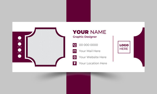 Modern and minimalist email signature or email footer template and Business email signature with an author photo place modern and minimal layout