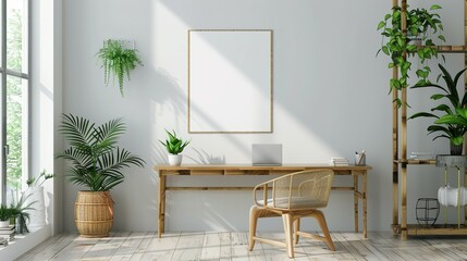 Home Office Wall Poster Mockup: ISO A Paper Size Frame