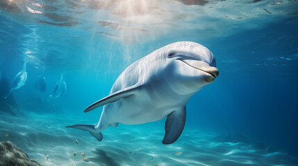 Dolphin underwater look at the camera.
