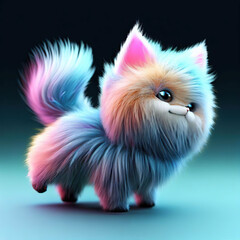 Fototapeta premium 3D furry forest animal with beautiful colors and white background. with Generative AI technology