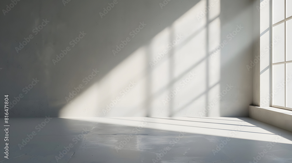 Poster Gray background for product presentation with shadow and light from windows : Generative AI