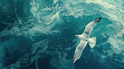Obraz premium A seagull gracefully drifting on the cerulean waves