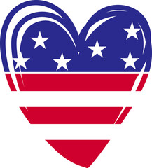 heart with american flag colors and symbol