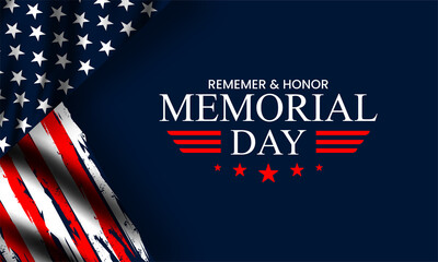 Memorial Day Background Text Design. Remember and honor ,Honoring All Who Served. Vector Illustration.