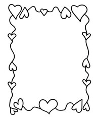 Frame with decorative outline hearts
