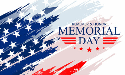 Memorial Day Background Text Design. Remember and honor ,Honoring All Who Served. Vector Illustration.