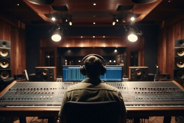 musician recording song in recording studio