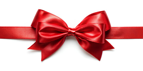 Red satin ribbon on white background