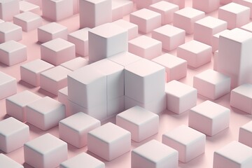 Obraz premium Pastel 3D Pink Cube Arrangement