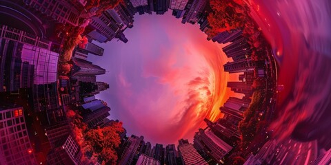Circular 360 View of Flowers and Cityscape - Powered by Adobe