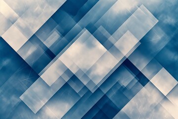 modern abstract blue background design with layers of textured white transparent material in triangle diamond and squares shapes in random geometric pattern - Powered by Adobe
