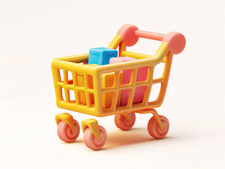 3D cartoon shopping cart icon
