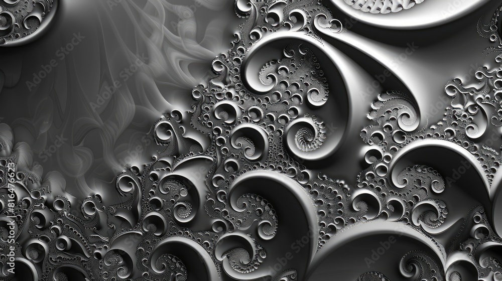 Poster fractal background in grayscale suitable for video and design projects serving as an alpha channel