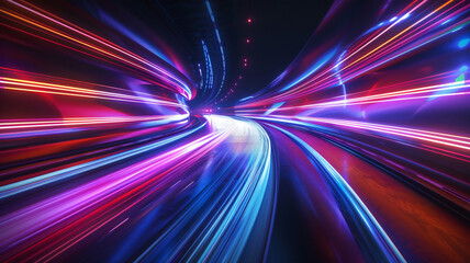 Futuristic light trail abstract background .