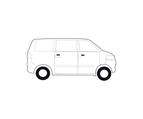 Mini bus car outline design vector illustration