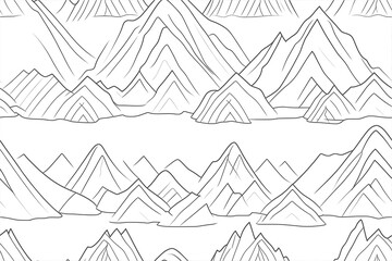 Minimalist Line Art Seamless Pattern with Majestic Mountain Peaks