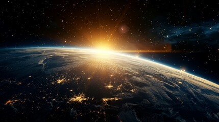 Fototapeta premium portrait of planet earth horizon in space