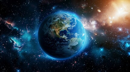 Fototapeta premium portrait of planet earth horizon in space