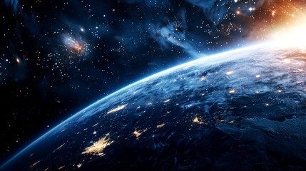 portrait of planet earth  horizon in space