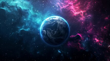 portrait of planet earth  horizon in space