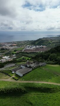 Aerial video of Ermida de Nossa Senhora da Paz Azores, Portugal
