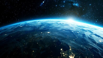 Obraz premium portrait of planet earth horizon in space