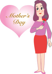 母の日のカーネーションを持つ女性
