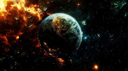 Obraz premium portrait of planet earth horizon in space