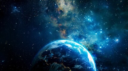 portrait of planet earth  horizon in space