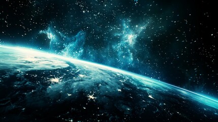 Fototapeta premium portrait of planet earth horizon in space