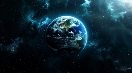 portrait of planet earth  horizon in space