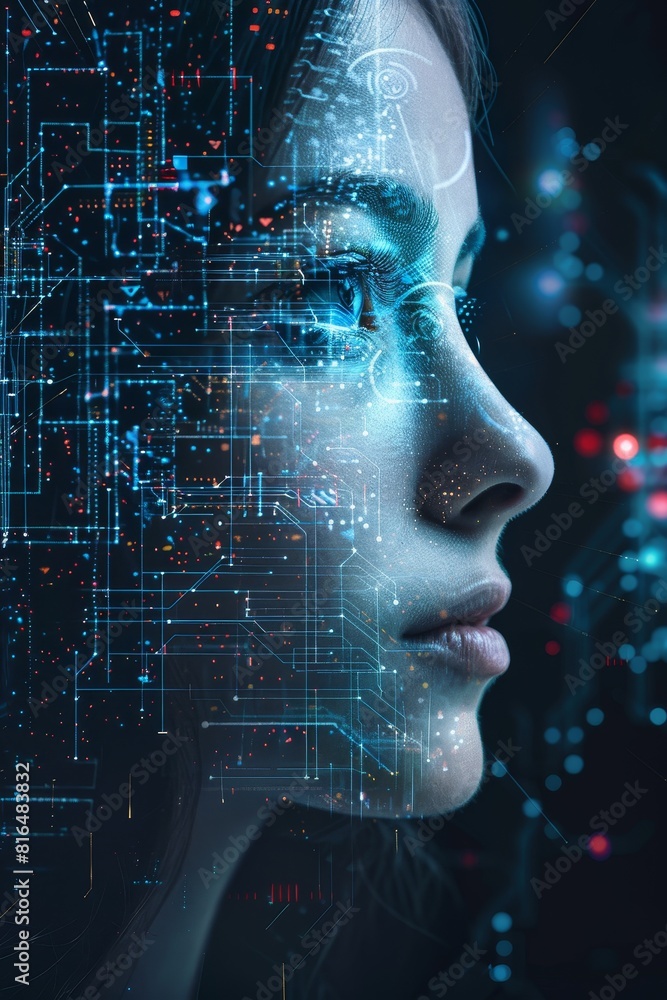 Aufkleber futuristic and innovative imagery ai and automation use of artificial intelligence and automation in