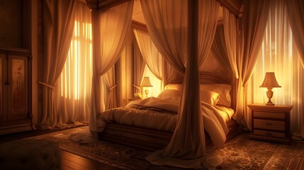 Enchanting Sanctuary A Romantic D Illustrated Bedroom Escape Inspired by Victorian Elegance